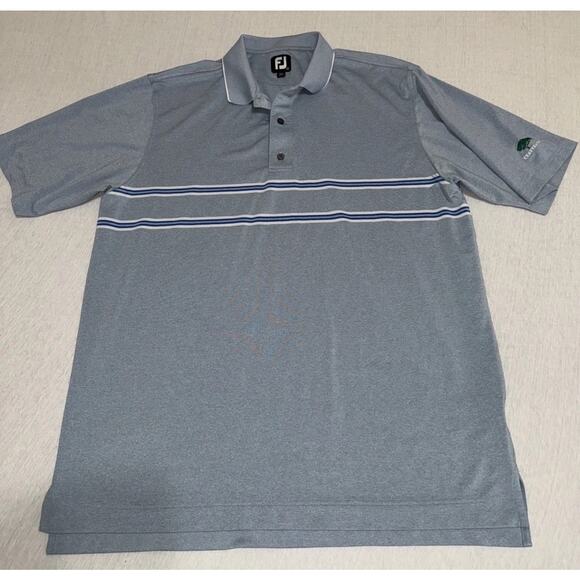 FootJoy Other - FootJoy Polo Shirt Mens XL Blue Striped Golf Performance Stretch Embroidered ECU